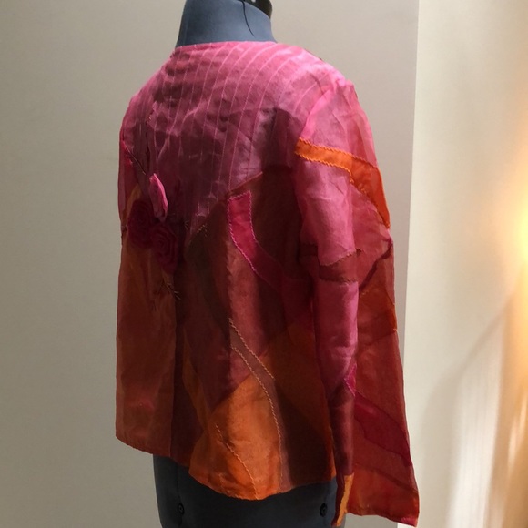 Sandy Starkman semi sheer floral embroidered jacket - Picture 7 of 11